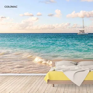 Custom 3D Photo Wallpaper Seascape Beach Sunrise Wall Covering Mural Roll For Living Room Bedroom Background Wallpaper thumbnail-4