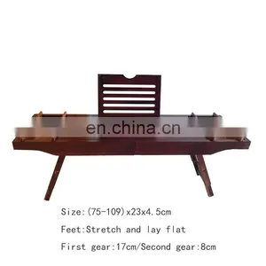 Wholesale High Quality Multi-function Bedroom Bathroom Bamboo Bathtub Caddy Tray thumbnail-5