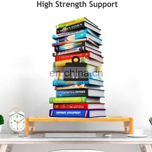 Bamboo Monitor Stand Riser Bamboo Desk Monitor Storage Organizer for Home and Office Computer Desk Laptop Printer TV Cellphone thumbnail-5