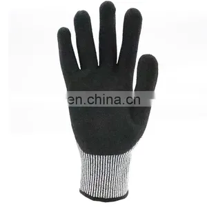 Nitrile Sandy Coated HPPE Knitted Gardening Protective Hand Cut Resistant Level 5 Work Safety Gloves thumbnail-4