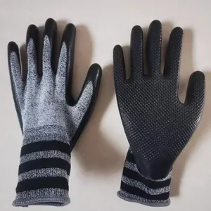 Grey Polyester 13 Gauge Knitted Physical Pressed Black Latex Palm Coated Work Gloves thumbnail-1