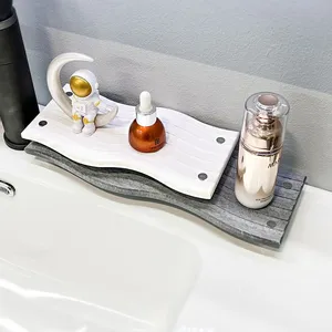 Wave-shaped Bathroom Sink Caddy Absorbent Diatomite Stone Bath Mat thumbnail-1
