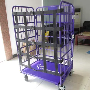 500kg Heavy-Duty Nestable 4-Sided Roll Cage Trolley for Cargo Storage thumbnail-3
