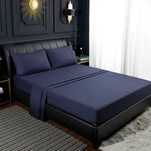 Solid Dark Blue Full Queen,king,twinbed Sheet Set,red Bedsheet Set With Lace Microfiber Bedding Set thumbnail-5