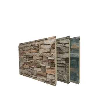 Modern Metal Carved PU Sandwich Siding Lightweight Exterior Wall Application for Prefab Houses Hotels Villas and Outdoor Use thumbnail-1