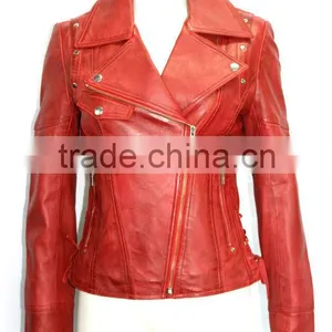 Red Indian Vintage Motorcycle Leather Jacket thumbnail-2