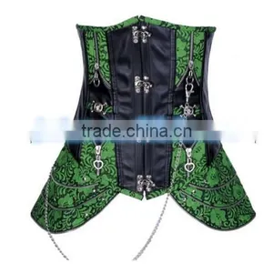 Luxury Sexy Lady Leather Steel Boned Gothic Underbust Corset Bustier Black&Red thumbnail-2
