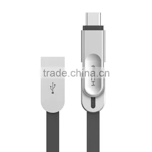 ROCK Cobblestone Type c 2in1 Cable 1m Typec and Micro USB Mutifunction Metal TPE Fast Sync Cable thumbnail-3