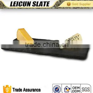 Wholesale Natural Edge Rectangle Grooved Black Slate Plate, Black Slate Steak Plate thumbnail-1