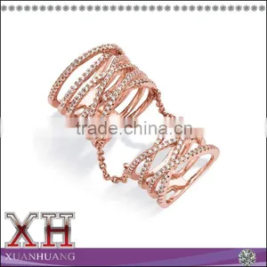 925 Silver Micropave Cubic Zirconia Multi-Row Crossover Long Finger Ring thumbnail-1