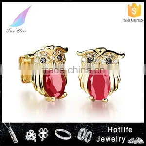 Red CZ Stone Fashion Jewelry 2016 Owl Women Girl Earring thumbnail-1