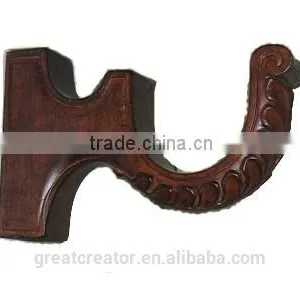 Decorative Cherry Wood Curtain Rod Wall Mounting Brackets thumbnail-1