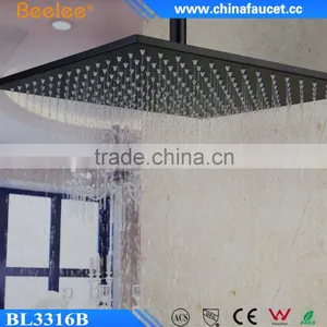 Beelee 16'' Black Painting Square SS304 Bathroom Ceiling Shower Head thumbnail-3