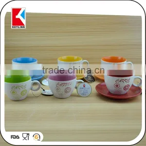 China Factory Stoneware Expresso Cups White Unique Shape Tea Ceramic Cup and Saucer thumbnail-6