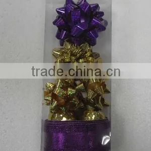 HOT SALE Christmas Decorative Metallic Poly Gift Ribbon Bows Pack thumbnail-1