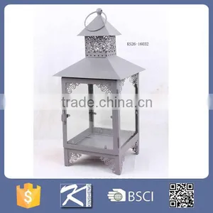 Anitque Grey Metal Decorative Hanging Lantern for Candle thumbnail-1