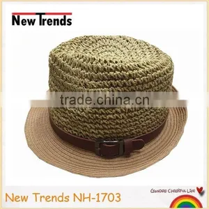 Funny Two Colors Patch Work Straw Bucket Hat thumbnail-2