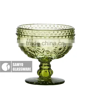 SAMYO Fashion Machine Pressed Mouth Wine Glass With Sunny Flower Pattern thumbnail-3