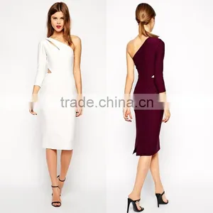 Wholesale Cut Out One Sleeve Bodycon Dress Sexy Evening Dress in Texture thumbnail-1