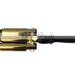 Top Quality Professional Golden LCD Triple Barrel Wave Iron thumbnail-1