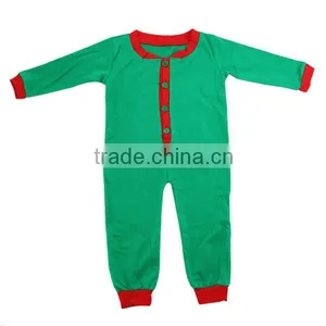 2016 Children Boys Clothing Toddler Kids Bodysuit Green Baby Romper Kids Christmas Pajamas With Butt Flap thumbnail-1