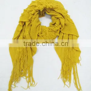 2014 Wholesale Winter Hot Fashion Knitted Scarf,Yellow Acrylic Scarf,Fashion Accessories thumbnail-1
