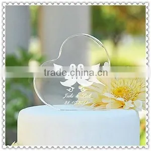 Engraved Crystal Swan Heart Shape Wedding Cake Topper thumbnail-1