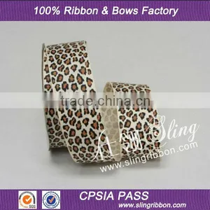 Fashion Leopard Printed Grosgrain Ribbon thumbnail-1