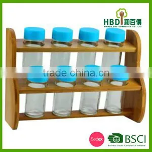 8pcs Bamboo Spice Jar Set With Bamboo Rack thumbnail-2
