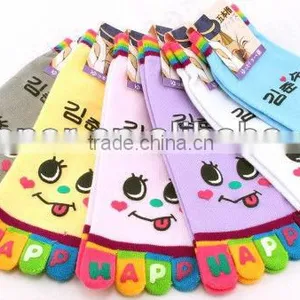 Women's Five Toe Socks, Naguhty Face Toe Socks, Lovey Cartoon Summer Toe Socks thumbnail-1