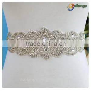 2016 Fancy New Fashion Sew-on Fancy Rhinestone Sash Belt for Wedding Dress thumbnail-1