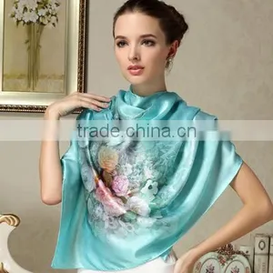 Flower,printed,Printed Pattern and Medium Style of Length 100% Silk Scarf thumbnail-5