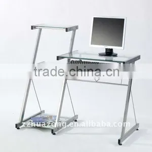 Modern Steel and Tempered Glass Computer Table thumbnail-1