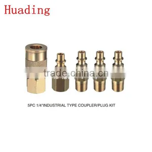 5pcs Industrial Type Coupler Plug Kit 1PC- 1/4" QUICK COUPLER 1PC-1/4" FEMALE PLUG 3PCS-1/4" MALE PLUG Inner Packing: Bliste thumbnail-1