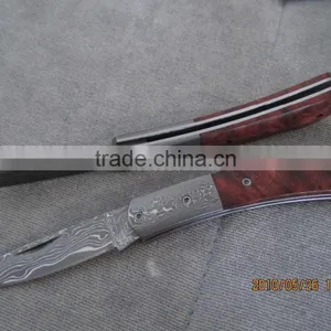 2015 New Design Luxury Unique Damascus Pattern Spring Assisted Tactical Folding Pocket Knife thumbnail-4