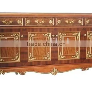 Vintage Style Wooden Sideboard, Antique Wooden Carving Buffet, Luxury Dining Room Painted Decorative Side Cabinet thumbnail-2