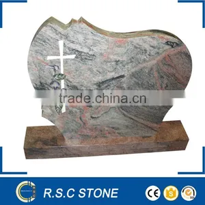 Pink Granite Heart Shaped Cemetery Headstones thumbnail-1