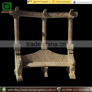 Outdoor Garden Natural Yellow Marble Stone Park Bench thumbnail-1