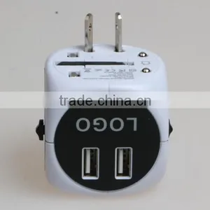 SYW-12 New Arrival Universal World Swiss Travel Adaptor Adapter Plug With 2 Usb Port and Built in Safety Shutter thumbnail-3