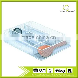 Store More Good Quality 5 Compartment White Metal Mesh Cutlery Tray thumbnail-1