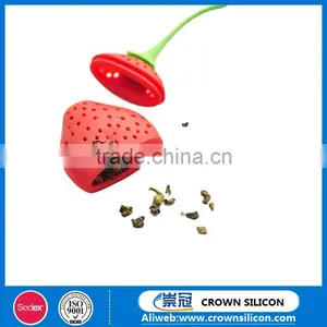 Food Grade Eco-friendly Fruit Shape Silicone Tea Infuser, Strawberry Shape Silicone Tea Bag thumbnail-2