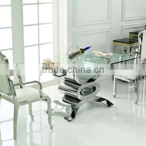 Th346 Hot Selling Marble Top Glass Dining Table thumbnail-3
