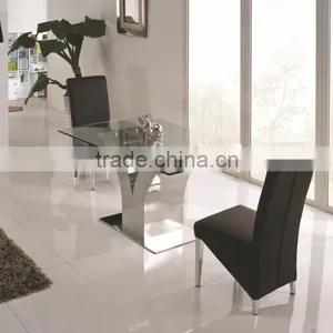 Innovative Design Stainless Steel Legs 12 Thickness Tempered Glass Dining Table thumbnail-6