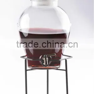 8 Liter Transparent Glass Beverage Dispenser With Metal Rack thumbnail-5