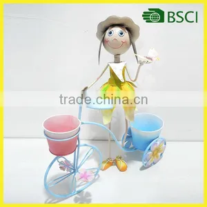 Garden Planter Girl Iron Bicycle Home Decor thumbnail-1