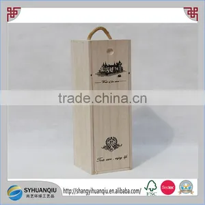 Cheapest Paulownia Wood Material Sliding Lid Wooden Wine Box CN thumbnail-1