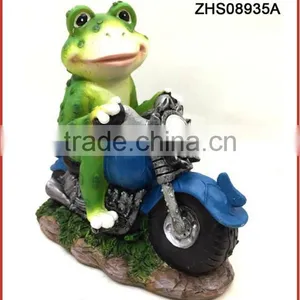 Garden Art A Riding Motorcycle Frog Solar Led Light Outdoor thumbnail-1