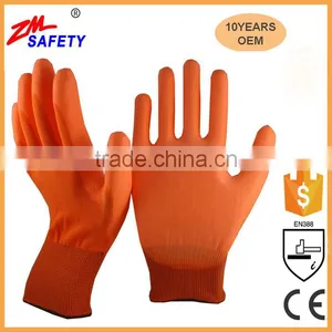 EN388 Certified Green Polyester Shell Green PU Dipped Glove for Mechanic Workplace Safety thumbnail-2