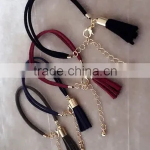 Suede Leather Bracelet Velvet Tassel Bracelet Bohemian Tassel Bracelet thumbnail-2