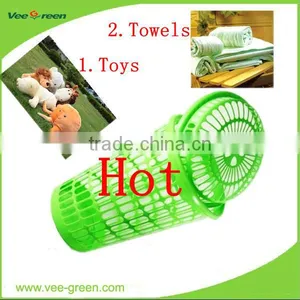 Hot Round Plastic Laundry Basket With Lid thumbnail-1